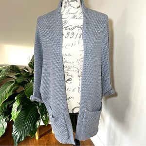 Anthropologie Sparrow Light Blue Gray Open Front Cardigan Sz S